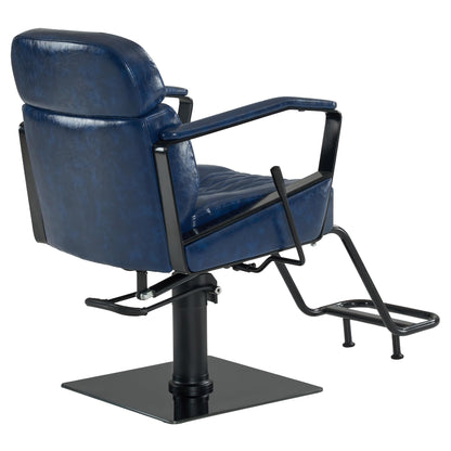 BarberPub Classic Barber Chair, 440Lbs Hydraulic Pump Manual Recliner Salon Chair for Hair Stylist, Home&Beauty Salon, Barbershop, Salon&Spa Equipment 3068 (Blue)