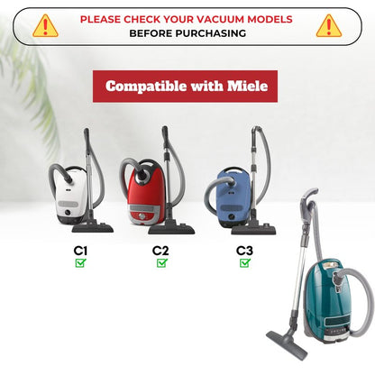 Replacement Vacuum Brush Head with Wheels & Horsehair Bristles Compatible with Miele C1 C2 C3 Vacuum Accessories & Attachments for Carpet, Tile Hard Floors - 1-3/8'' Hardwood Floor Vacuum Attachment