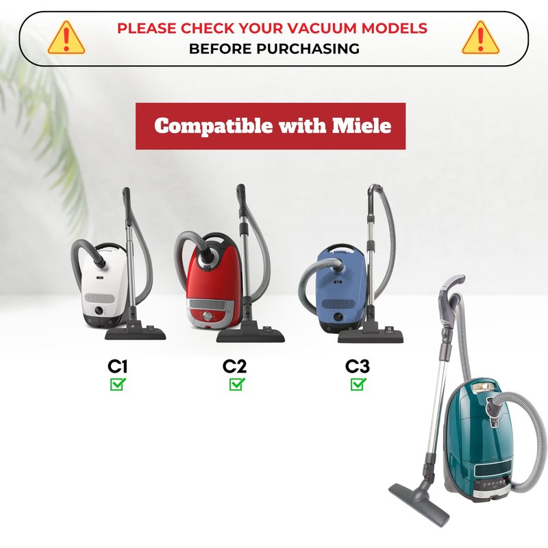 for Miele, Horse Hair Vacuum Brush Attachments with Wheels Compatible with Miele C1, C2, C3 - Vacuum Cleaner Attachments for Carpet, Tile Hard Floors - 1-3/8 Inch Hardwood Floor Vacuum Attachment