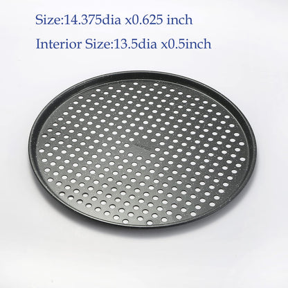 Monfish 14 inch Pizza Pan with holes 2 pack perforated huge Pizza Tray Carbon Steel Crisper Pan Non stick Pizza pan for oven