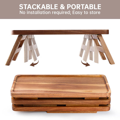 3 Tiered Serving Tray 17 Inch Wooden Cupcake Stand Foldable Dessert Table Display Set Decor Charcuterie Boards Rustic Wood Platters Trays for Party Food Display