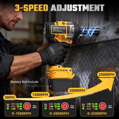 Cordless Impact Wrench for Dewalt 20V Battery, 1254Ft-lbs (1700N.m) 1/2 Inch Electric Impact Gun, 3 Speed High Torque Impact Driver with 6 Sockets, Impact Drill for Car Home Mower (No Battery)