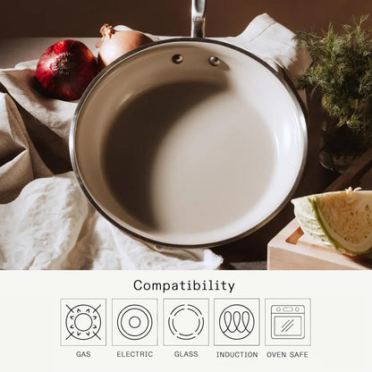 Made In Cookware - 8" Ceramic Non Stick Frying Pan (Discontinued CeramiClad 1.0) - 5-Ply Stainless Clad with Stay-Cool Handle - Professional Cookware - Crafted in USA - Induction Compatible