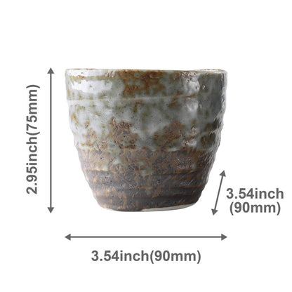 Asayu Japan Handpainted Glazed Ceramic Tea Cups Set of 2 6.7oz (200ml), Made in Japan MIno Ware Pottery Glass for Hot and Cold Drinks - 2PCS Mino Glaze Tea Cup Set