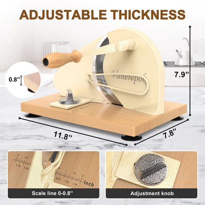 Upgrade Manual Bread Slicer for Homemade Sourdough Bread, Classic Hand Crank Home Bread Slicer With Scale Line and Steel Fence, Sharp Blade, Adjustable Width for Homemade & Commercial Use