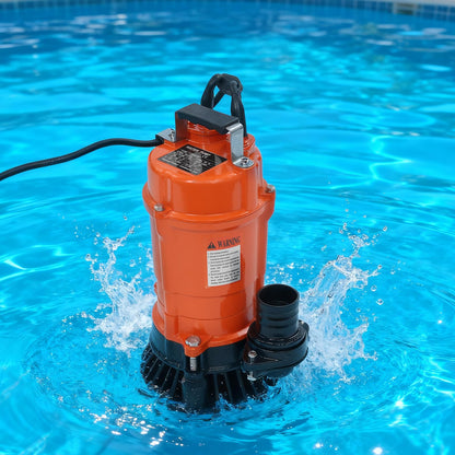 Submersible Trash Pump 1HP, 5019 GPH Electric Sewage Pump with IP68 Waterproof, 59ft Max Head for Basement, Sump, Flood, Sludge & Garden Irrigation (Orange, 1HP)