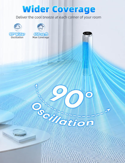 COOLECH 42 INCH Portable Swamp Cooler Air Conditioner w/4 Modes & 3 Speeds, 1-Gal Tank for 15H Cooling Evaporative Air Cooler, 12H Timer, Remote, 90° Oscillating Windowless Air Conditioner for Bedroom