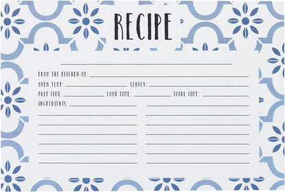 C.R. Gibson Q12-24018 Double Sided Recipe Cards, 40pcs, 4'' W x 6'' L, True Blue