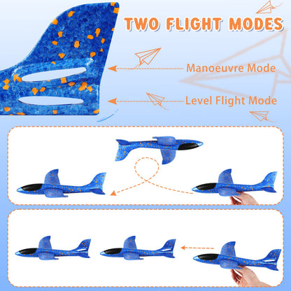 VCOSTORE 2 Pack Foam Airplanes for Kids, 17.5'' Large Throwing Foam Glider Planes Toys,Flying Styrofoam Kid Airplanes Toy for 3 4 5 6 7 8 9 10 11 12 Year Old Boys Girls with Outdoor Sports Play