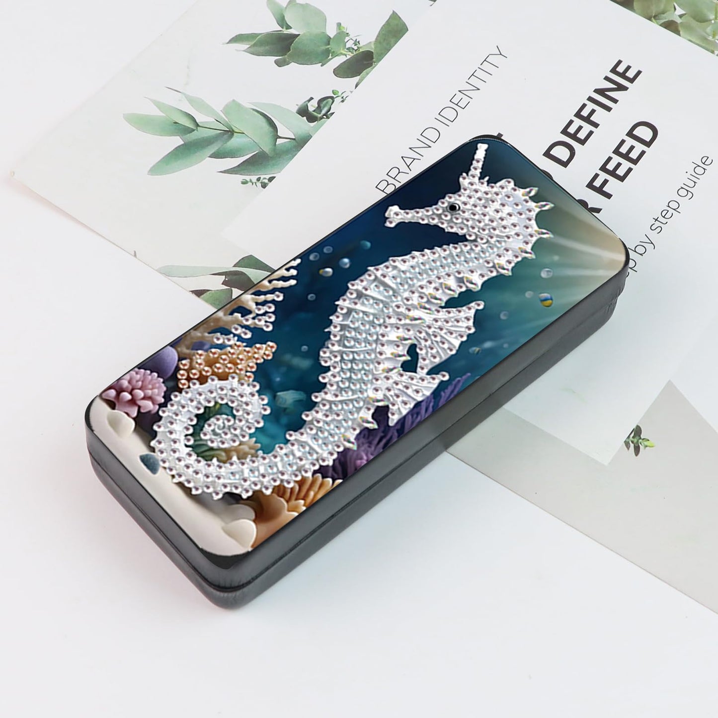 MVVMTOP Diamond Painting Eye Glass Case, DIY Seahorse Diamond Art Glasses Storage Box Sunglass Case for Adults Handmade for Art Craft Gift Travel Sunglass Eyeglasses