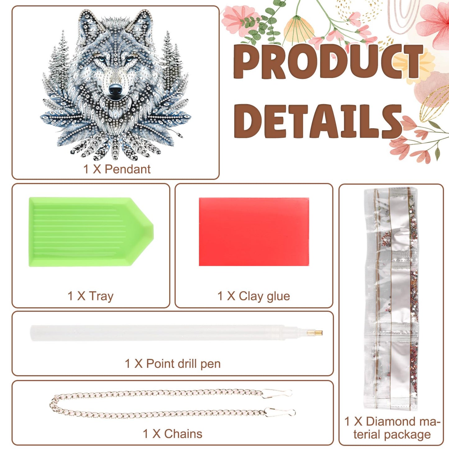 DOMROM Diamond Art Hanging Kits for Adults, Wolf Special Shaped Diamond Painting, Gem Art Suncatchers Ornament, Rhinestone Decor for Home Garden Window Wall Decor