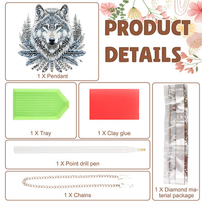 DOMROM Diamond Art Hanging Kits for Adults, Wolf Special Shaped Diamond Painting, Gem Art Suncatchers Ornament, Rhinestone Decor for Home Garden Window Wall Decor