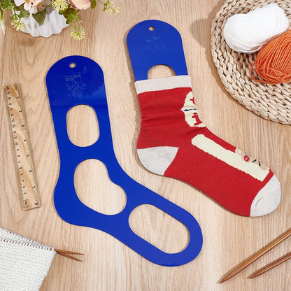 BENECREAT 2Pcs Acrylic Sock Blockers, Blue Knitting Sock Ruler Stocking Blockers Socking Stretchers for Knitting & Crochet Stocking Knitters, 3mm Thick