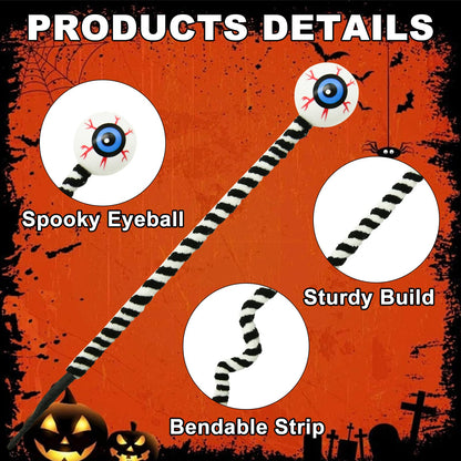 HINGTAI 12Pcs Halloween Eyeball Picks 10 Inch Branch Decoration Stems Props Decor Flowers Artificial Ornaments Centerpiece for Home Office Party Indoor Gifts (Black and White)