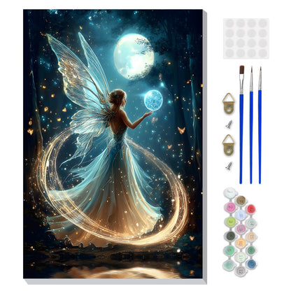 DOMROM Framed Paint by Numbers Kit for Adults, Fairy DIY Paint by Number Kits on Canvas, Easy Canvas Painting by Numbers for Home Wall Decoration Gift 8x12 Inch
