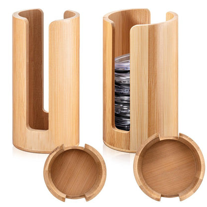 Suclain 2 Pcs Mason Jar Lid Organizer (Wide Mouth & Regular Mouth) Bamboo Vertical Mason Jar Lid Storage Accessories Tumbler Lids Holder Cup Lids Organizer for Home Kitchen Countertop Cupboard