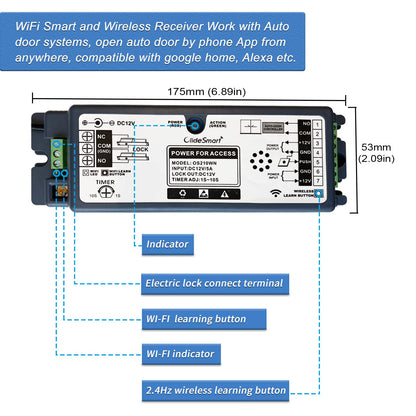 Olideauto Front Door WIFI Smart Fingerprint Electronic Card ReadersKit,Wireless Access Control Locking Kit for Home Office Door,with Wireless Fingerprint Access Keypad+Electric Strike+Wireless FoB Key