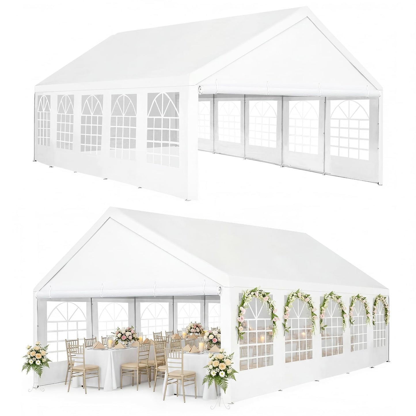 ADRERIC 16x32 Party Tent Heavy Duty White Canopy Large Outdoor Event Shelter with Removable Sidewalls, Waterproof Gazebo for Wedding, Backyard, Parties