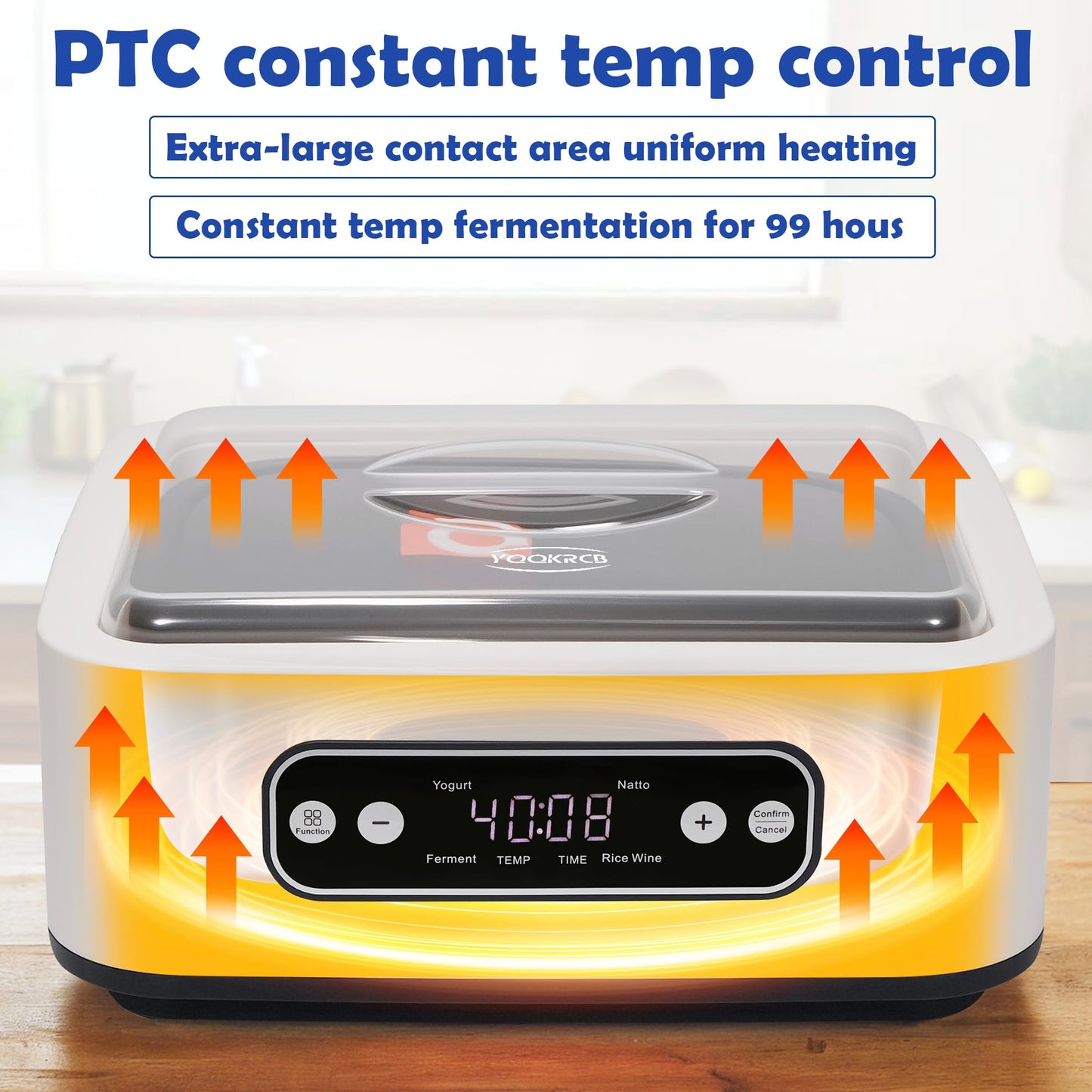 1.7-Quart Yogurt Maker with Adjust Temp(21°C-48°C/70°F-118°F) & Time(1-99h),110V-240V Auto-adaptive,Steel Inner Pot,BPA-free,Celsius Increment,Real-Time Countdown LED Display (Addition 9 Jars)