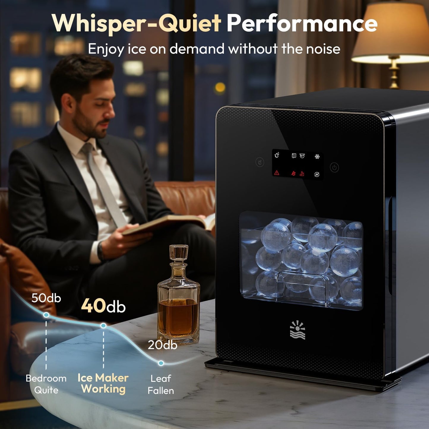 Oylus 2'' Clear Ice Ball Maker – 4 Ice Spheres in 35min, 144 pcs/Day, Auto&Manual Fill, Fast Round Ice Machine with LCD Touch Panel, Self-Cleaning, Home & Bar Maker for Whiskey Gift Mother's Day
