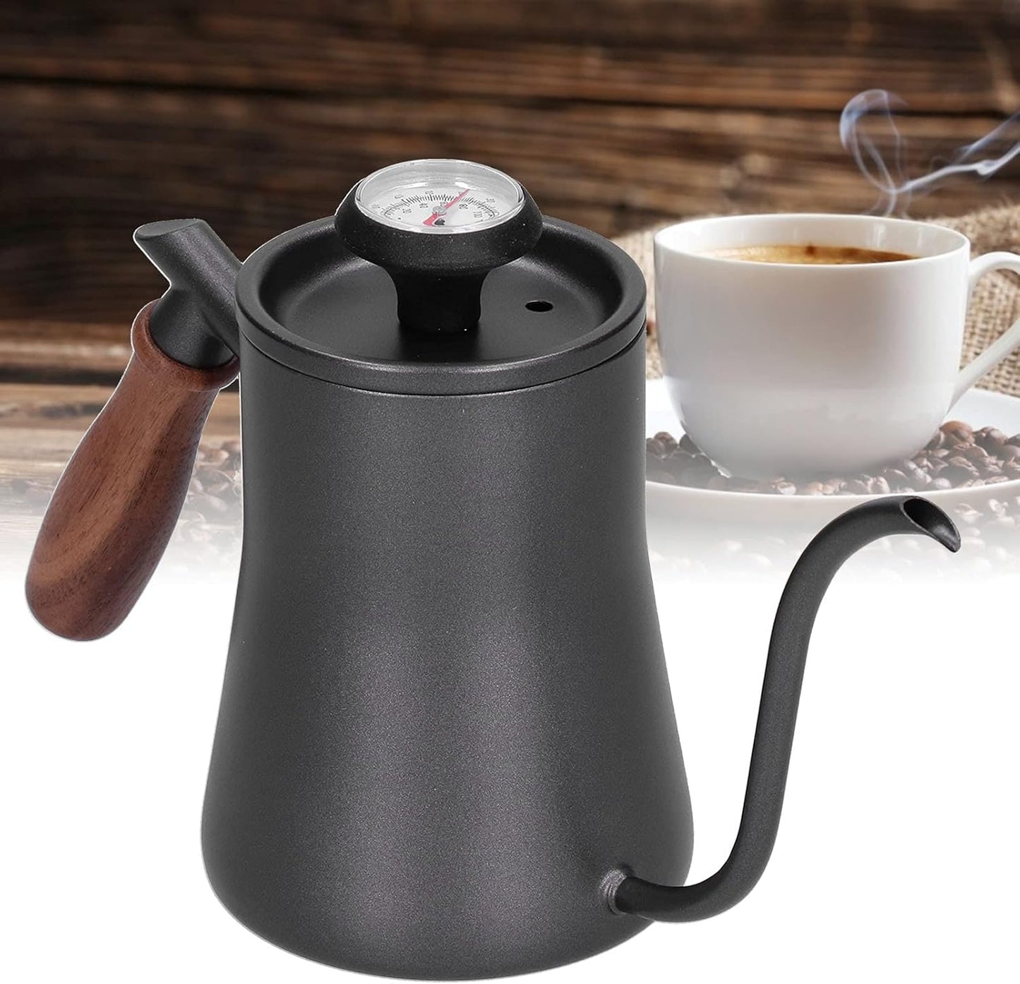Coffee Kettle - Hand Breathe Stainless Steel Pot with Fine Mouth for 550Ml Pour Over Coffee Makers (Black)