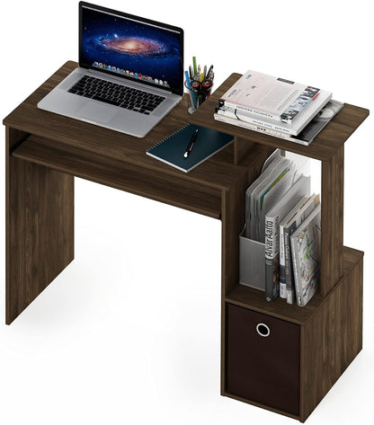 Furinno Econ Multipurpose Home Office Computer Writing Desk - Columbia Walnut/Dark Brown, 15.8"D x 39.4"W x 34.09"H