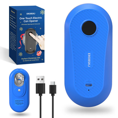EROBSKJ Auto Electric Can Opener, Rechargeable Can Openers for Seniors & Arthritis, One-Touch Automatic Can Opener, Hands-Free, Smooth Edge, Compact,Small - Auto Stop，Blue