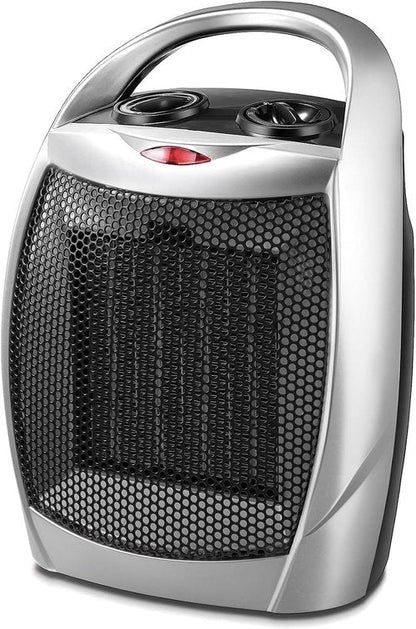 Kismile Portable Electric Space Heater - Adjustable Thermostat & Overheat Protection | 750W/1500W, Silver