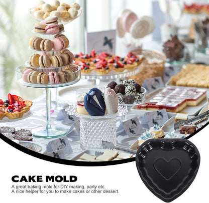 Yardwe 2pcs Round Nonstick Baking Metal Heart Shape Cake Pans for Fondant, Cookie, Chocolate, Cupcake