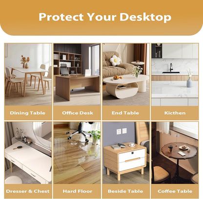 24 48 Inch, 1.4mm Clear Table Protector x Thick Waterproof PVC Plastic Table Cover, Durable Table Pad for Dining Room