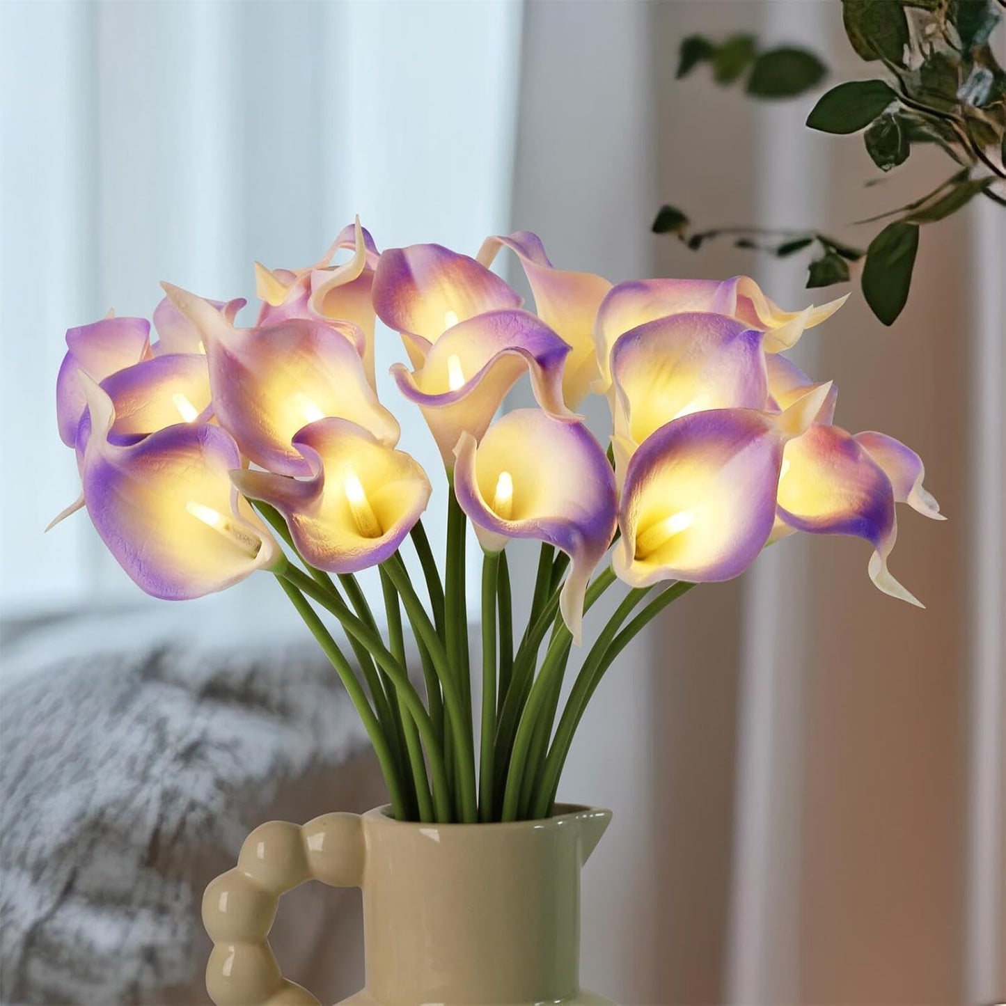 20pcs Lighted Artificial Calla Lily Bouquet Faux Floarl Night Light Real Touch Flower Night Light LED Calla Lily