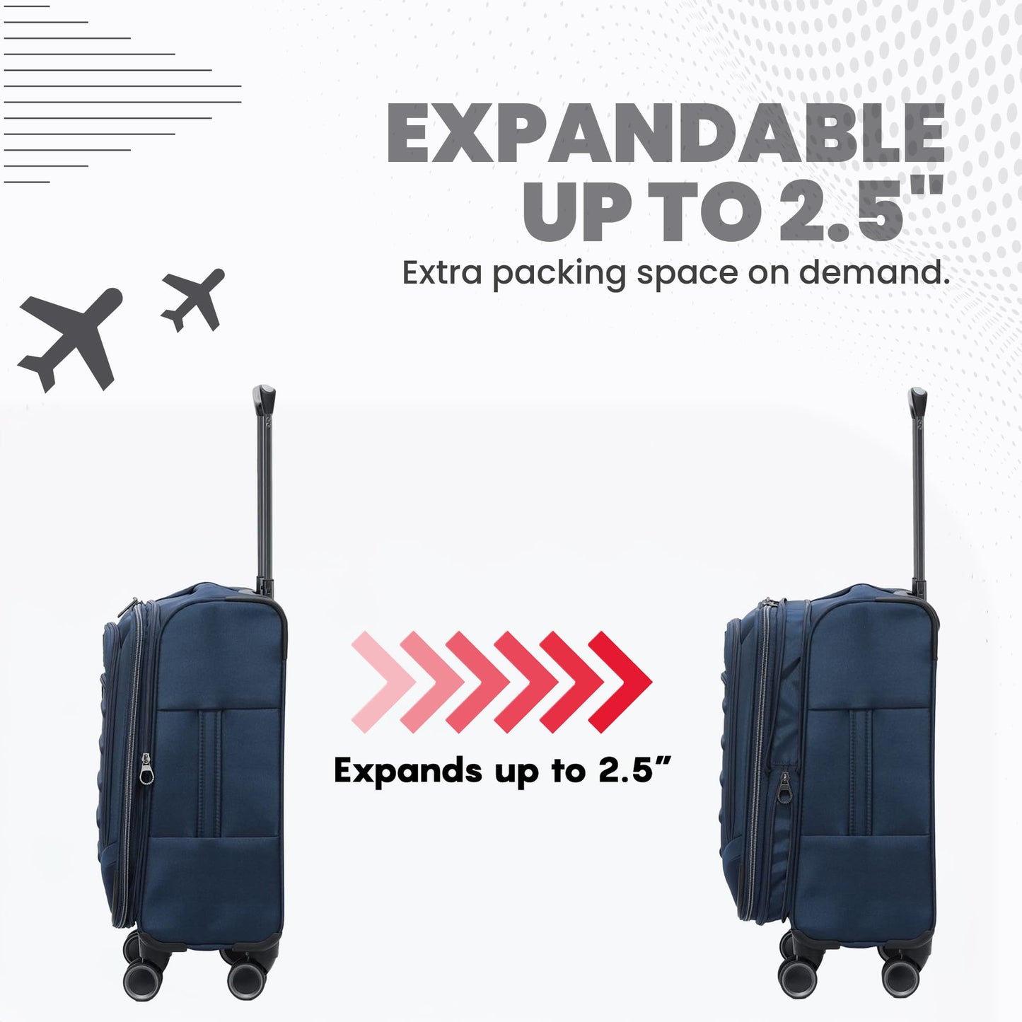 Spyder Pivot Expandable Softside Spinner Checked Luggage with 360° Spinner Wheels (True Navy, 3-Piece Set)