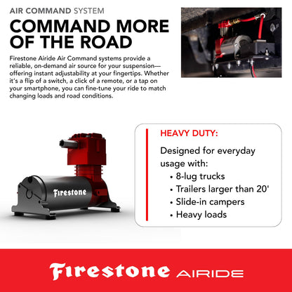 Firestone Airide 2923 Air Command Single Wireless App & Remote Heavy Duty Compressor Kit fits Air Helper Springs (1/4" Tubing) | 150 PSI | Single Path | Easy Installation