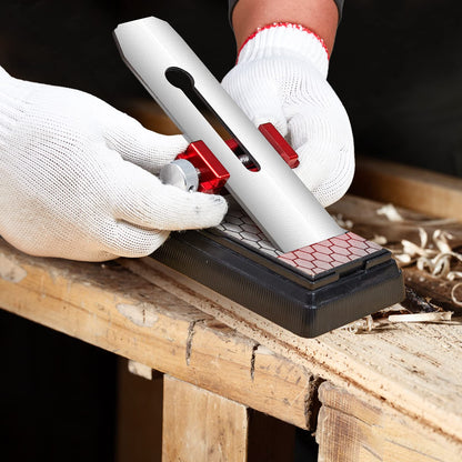 Saker Honing Guide with Whetstone - Red Off-Center Upgraded Honing Tool and Diamond Sharpening Stone Set Kit for Knife, Short Chisels and Planes, Fine/Coarse Plate, 400/1000/Grit…