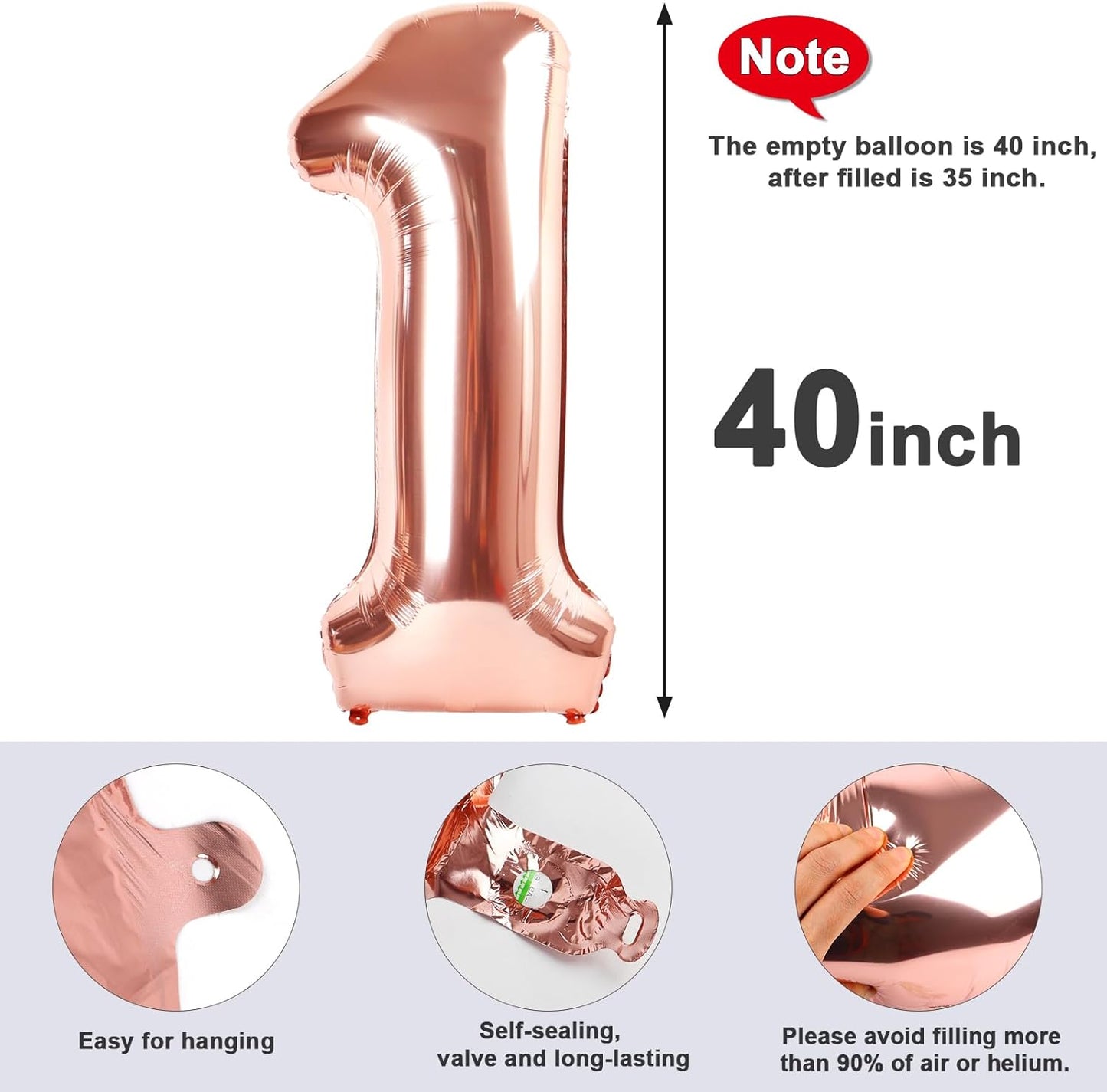Rose Gold Number Balloons by [Brand Name] - 40 Inch Large Birthday Decorations for 12 & 21 Year Celebrations