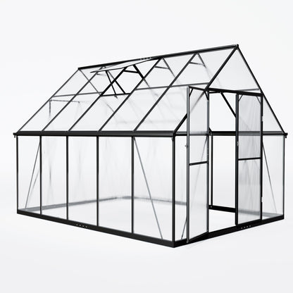 ASJMR 8×10 PC Outdoor Greenhouse, Green Houses for Outside with Aluminum Frame, Lockable Door & Adjustable Roof Vent - Heavy Duty Green Houses for Outside, Backyard, Garden, Patio Use (8×10)