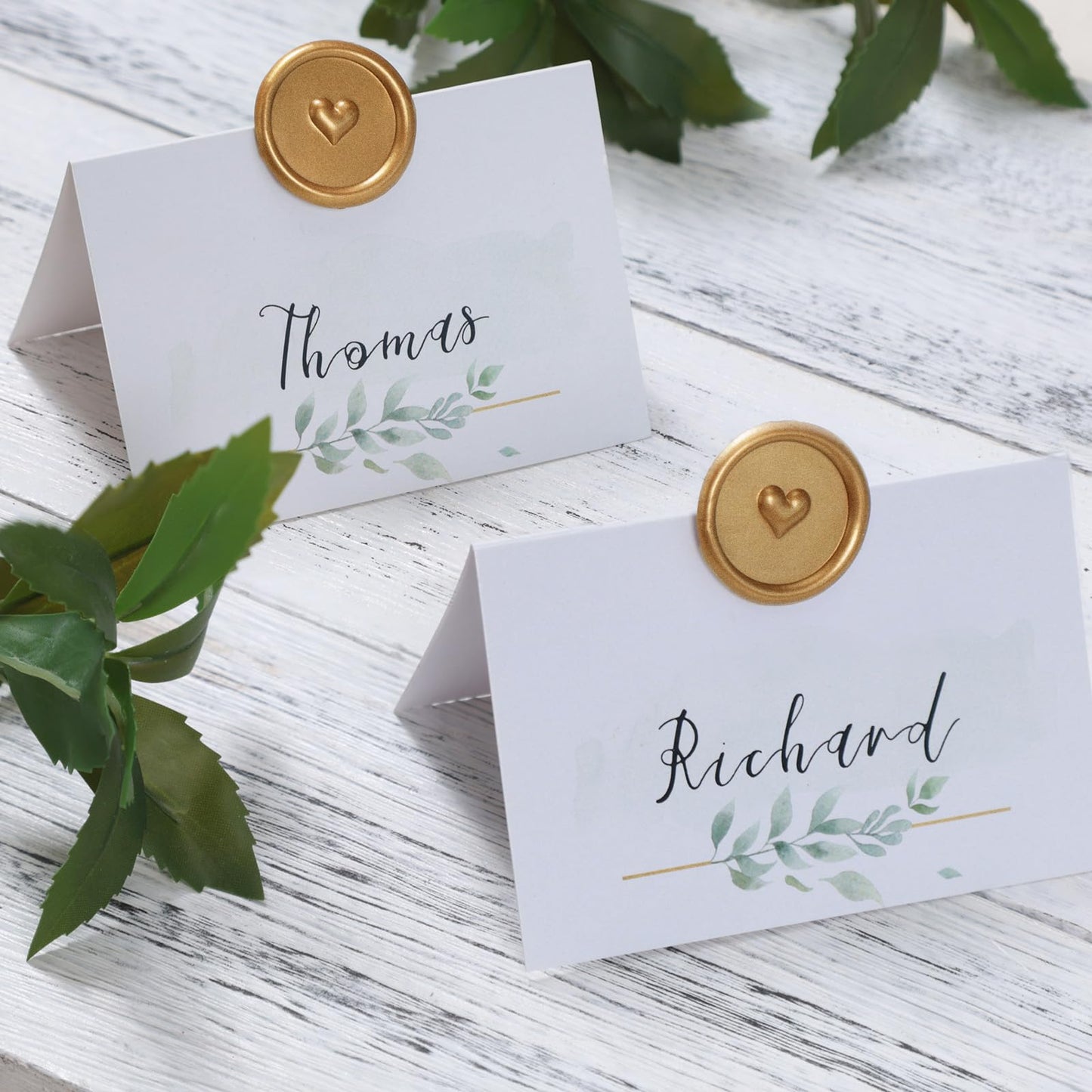UNIQOOO Wax Seal Stickers - 3D Heart Wedding Invitation Envelope Seal Stickers, 50 Pcs Self- Adhesive Antique Gold Stickers, Perfect for Invitation, Christmas, Gift