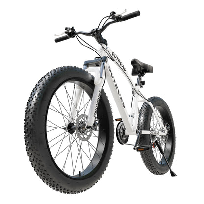 MarKnig 26 inch Fat Tire Mountain Bike, 21 Speed MTB with Dual Disc Brake for Adults, Anti-Slip Bicycle with 4 inch Knobby Tires, White