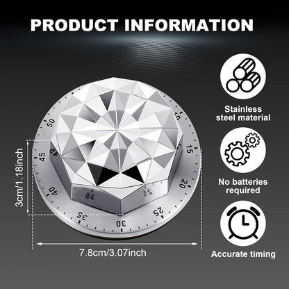 Mechanical Kitchen Timer, Stainless Steel Magnetic Timer with Loud Alarm for Cooking, 60 Minute Wind Up