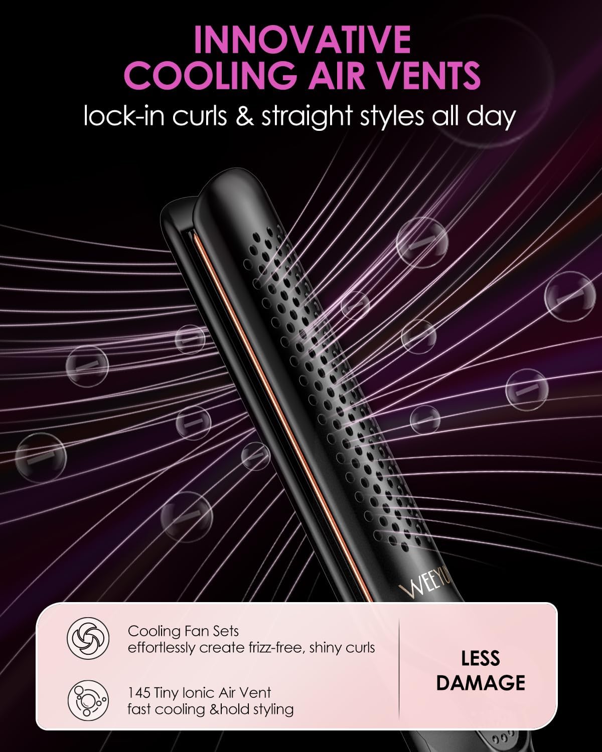 Airflow Styler Curling Iron 1 Inch Extral Long Plate, Dual Voltage Hair Straightener and Curler 2 in 1 for All Hair,Travel Flat Iron Hair Curler Ceramic