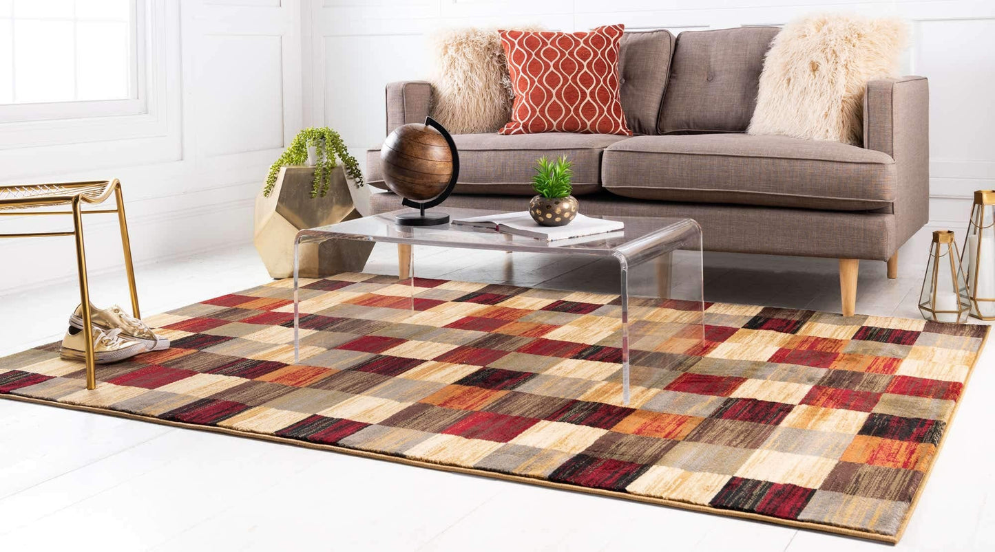 Unique Loom Barista Collection Area Rug - Gava (7' 10" x 10' Rectangle, Multi/ Brown)