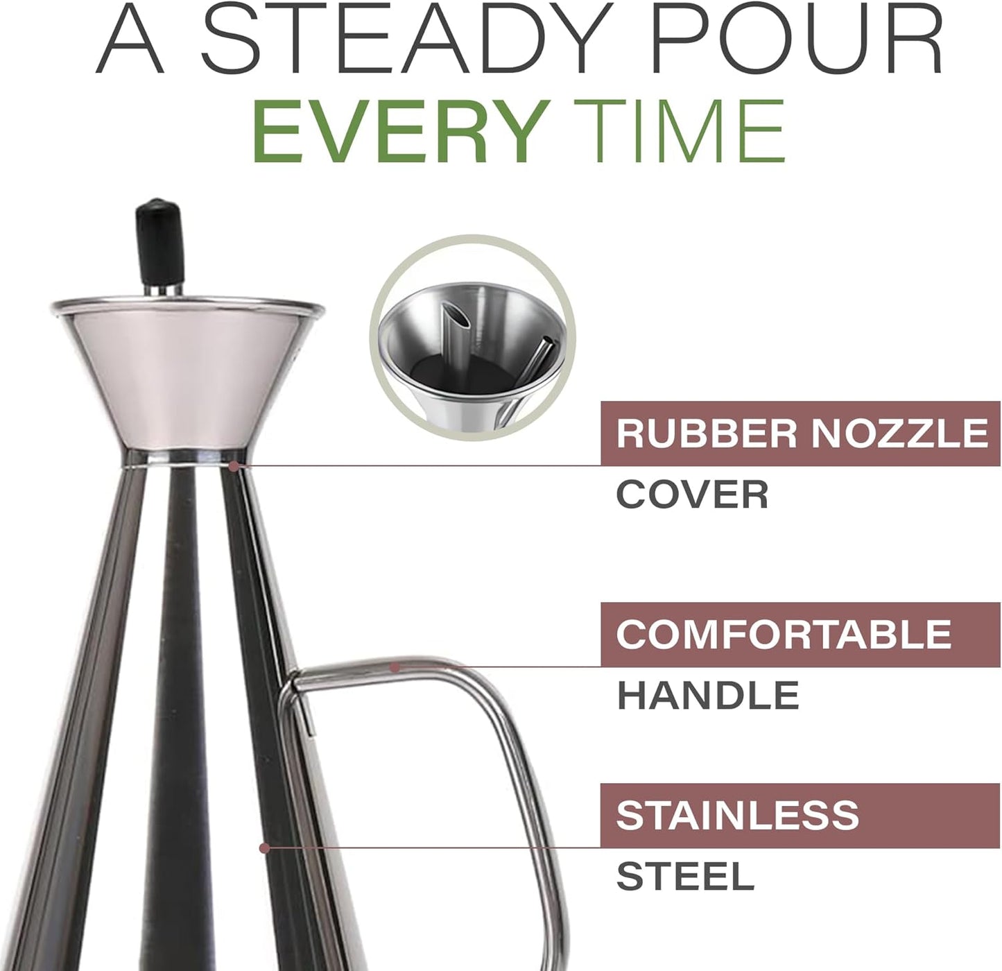 17 oz 500ML 0.5 Olietta Olive Oil Dispenser Bottle Gold Stainless Steel Non Drip Leak Proof No Mess Vinegar Pourer