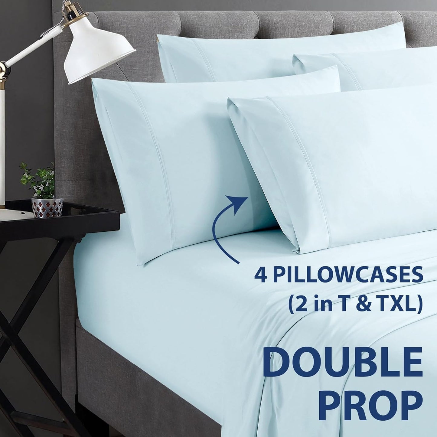 Home Collection Micro Caress Luxurious Sheet Set, 90GSM 4-Piece King Size with 2 Additional Pillowcases, Aqua Color