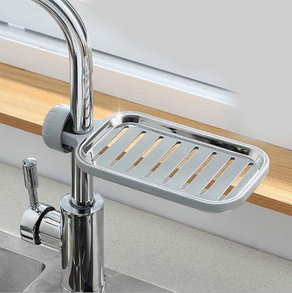 Sponge Holder for Kitchen Sink, Rustproof Waterproof Upgrade Sink Caddy, Stainless Steel, Easy to Install
