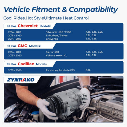 Zynrako A/C Compressor with Clutch Compatible with 2014-2019 Chevy Silverado 1500 GMC Sierra 1500, 2015-2020 Suburban Tahoe Yukon XL Cadillac Escalade