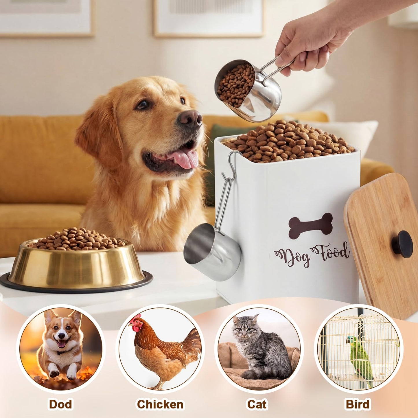 Zonon 2 Pieces 1.5 Cup Dog Food Metal Scoop 12 oz / 1.5 Cup Stainless Steel Measuring Cups with Wire Design Handle Durable Dog Cat Food Metal Scoop for Kibble or Seed Easy-clean, Rust-resistant