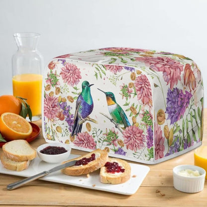 Belidome Hummingbird Pink Flower Toaster Dust Cover, 2 Slice Kitchen Small Appliance Protector for Home Decor