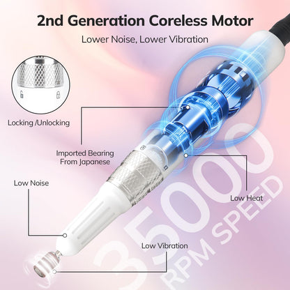 Lavinda UV LED Nail Lamp, Cordless Nail Lamp 54W UV Light for Gel Nails & Professional Nail Drill Machine, 35000RPM Electric Nail File