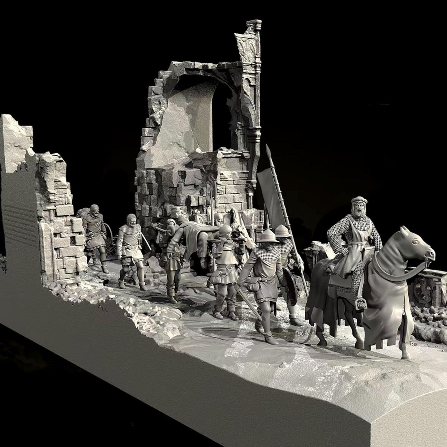 TRUEGRIS 1/35 Medieval Knight Warrior Resin Model Kit Unpainted and Unassembled Resin Soldier Model (with Base) //l7b8J1