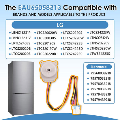 EAU65058313 Evaporator Fan Motor, Compatible with LG Kenmore Freezer, Replace OE# EAU63103001 AP7178307
